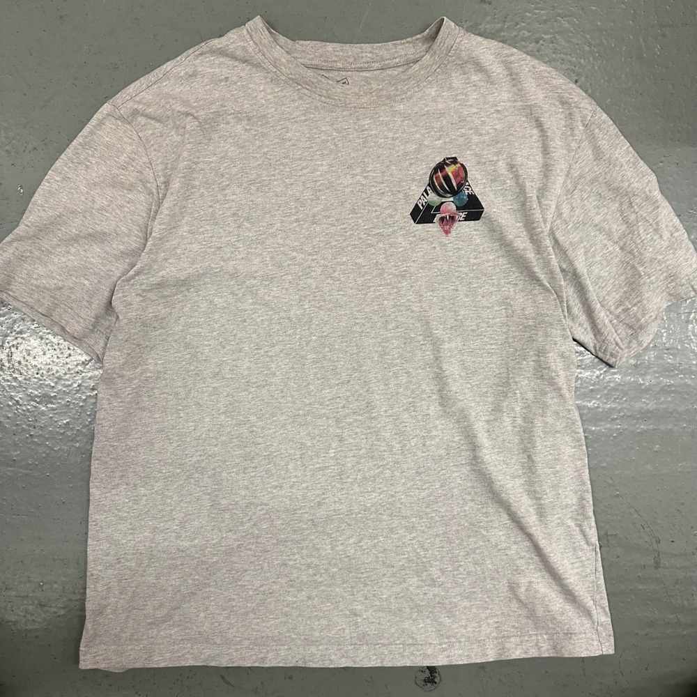 Palace Mens Tri-Ferg Planet Graphic T-Shirt XL Gray Preowned Stains